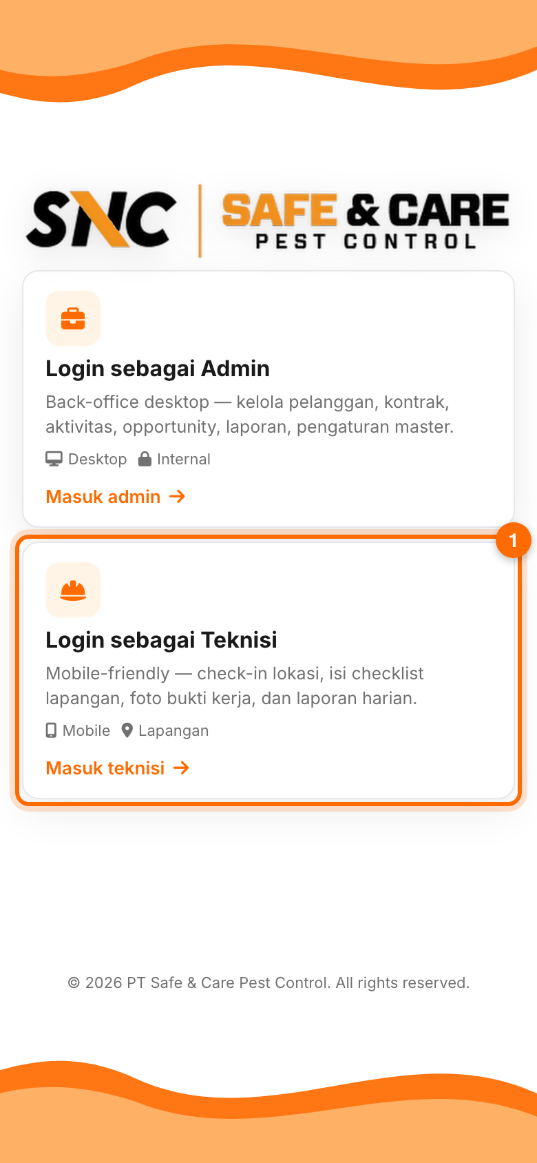 Langkah 1: Cara masuk ke aplikasi teknisi di HP